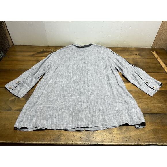 Yuvita Linen Gray Button Up Top Ladies Size Medium Tunic Lagenlook - Picture 11 of 13